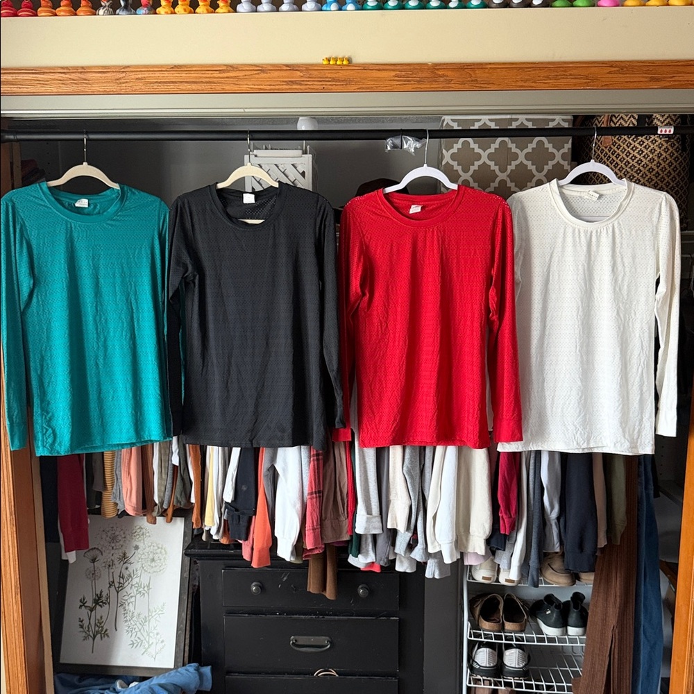 ZYIA Long Sleeve Tees - Teal, Black, Red, White